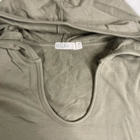 Barefoot Dreams Sweatshirt Women M Malibu Olive Green Luxe Lounge Scrunch Hoodie - Picture 2 of 8